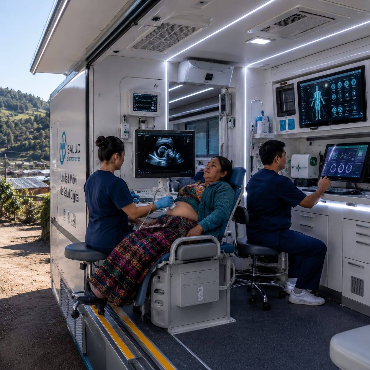 Medical bus equipped with AI in Romania